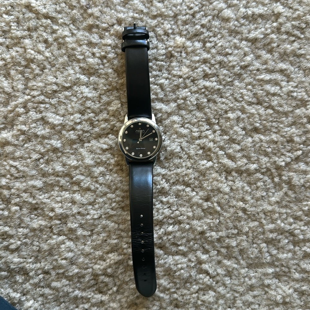 NOON BLACK LEATHER WATCH